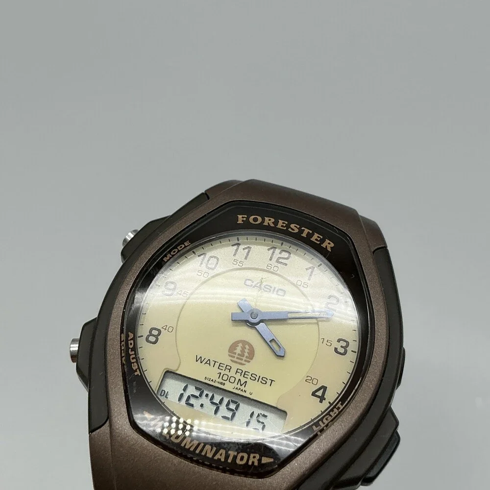 Casio Forester 5155 FT-600W Mens Watch 37mm Brown Leather Backlight New Battery